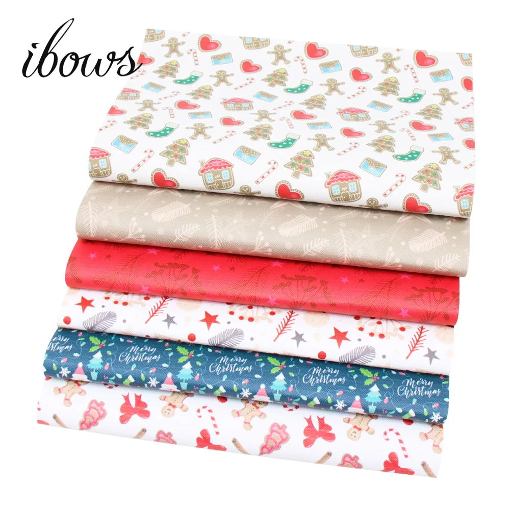 IBOWS 6 шт./компл. 22*30 см Рождественская елка с медведем листы из искусственной кожи