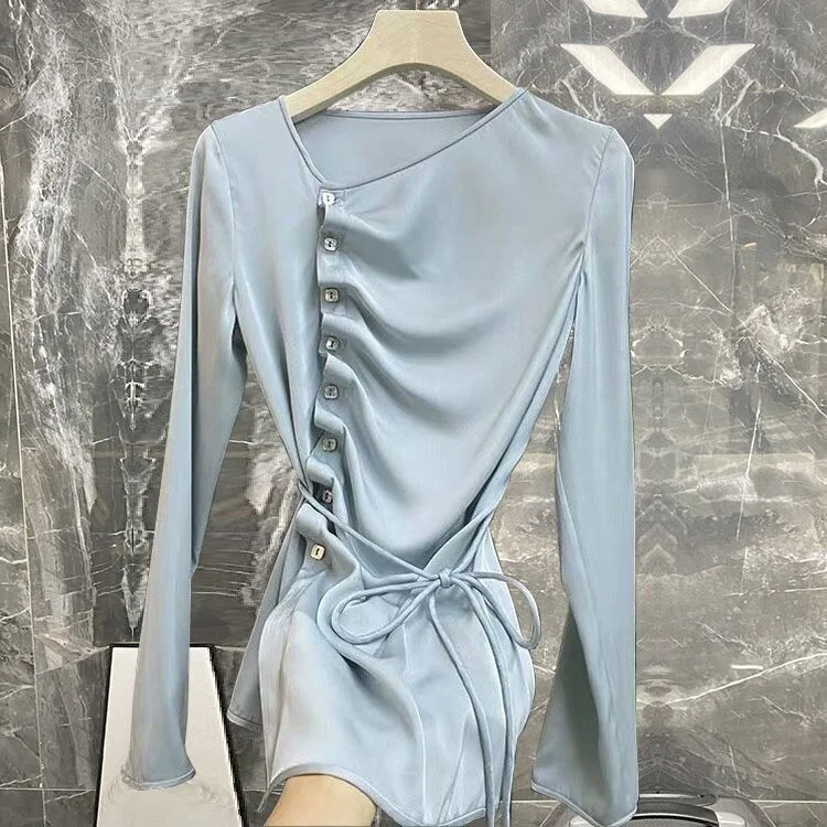 Blouses Female Women's Spring And Autumn Shirt Design Sense Of Minority Silk Shirt