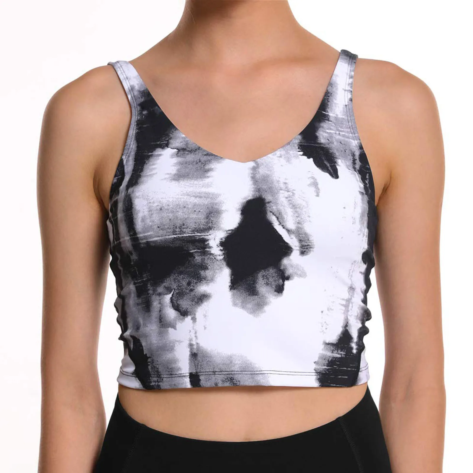 

Women Sleeveless Casual Vest Ladies Chest Pad Short Tank Tops Printed U-Neck Slim Top Vest Cami Tops for Women