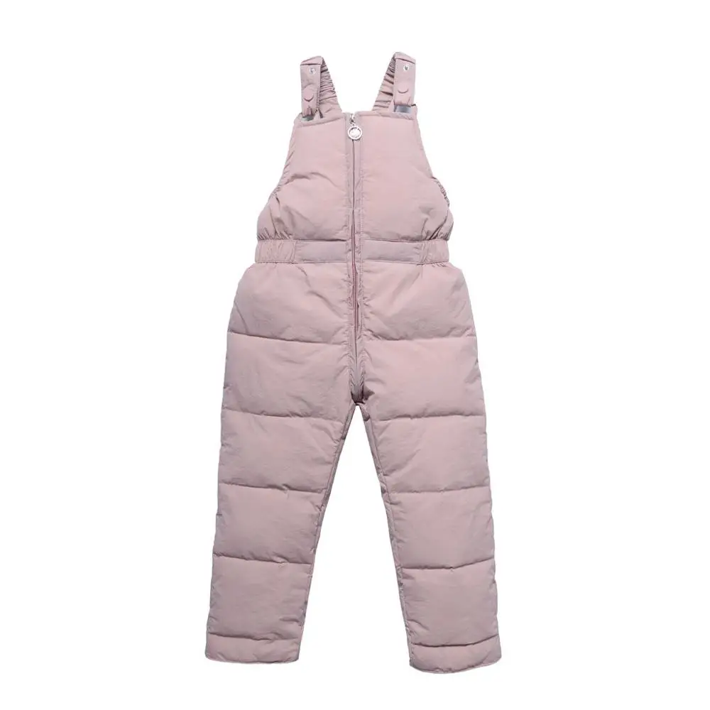 Розовый Теплые штаны для маленьких мальчиков и девочек; комбинезон; зимние брюки; однотонная верхняя одежда; Детские Водонепроницаемые штаны на молнии - Цвет: Розовый