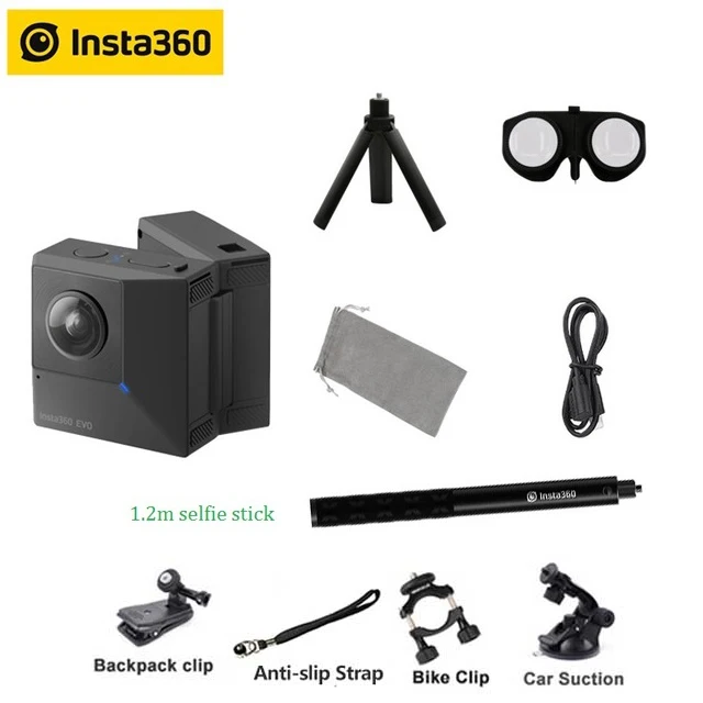Insta360 EVO 3D VR Insta360 One X панорамная камера F2.2 180 5,7 K видеокамера для iPhone XS Max XR X 8 7 6 series SE PK Xiaomi - Цветной: EVO n Selfie Stick