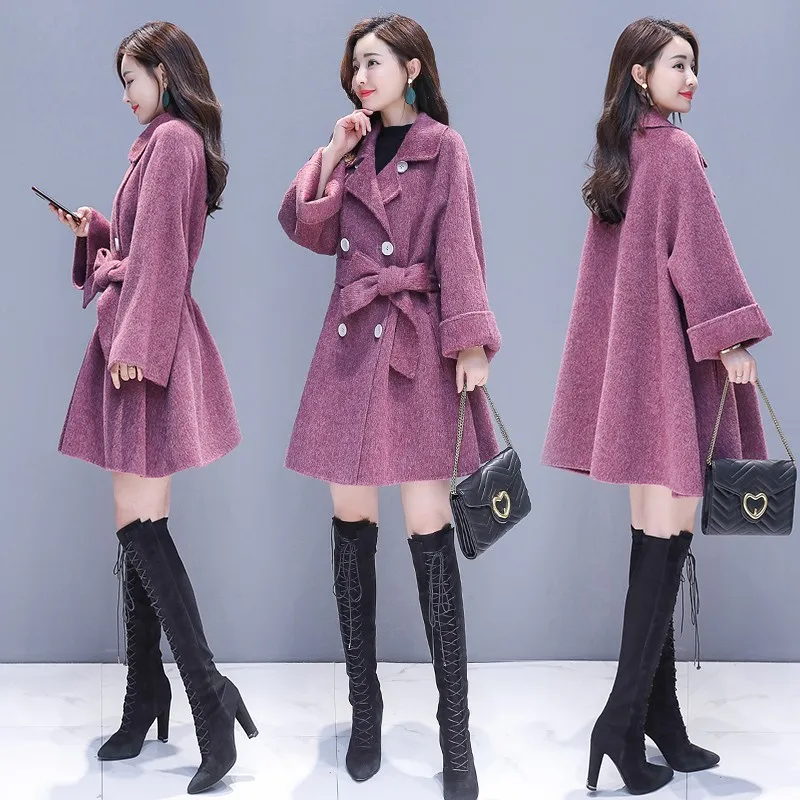 

Design Office Lady Woolen Coat Women Coats And Jackets Winter Korean Cloak Double Breasted Overcoat Women Casaco Feminino