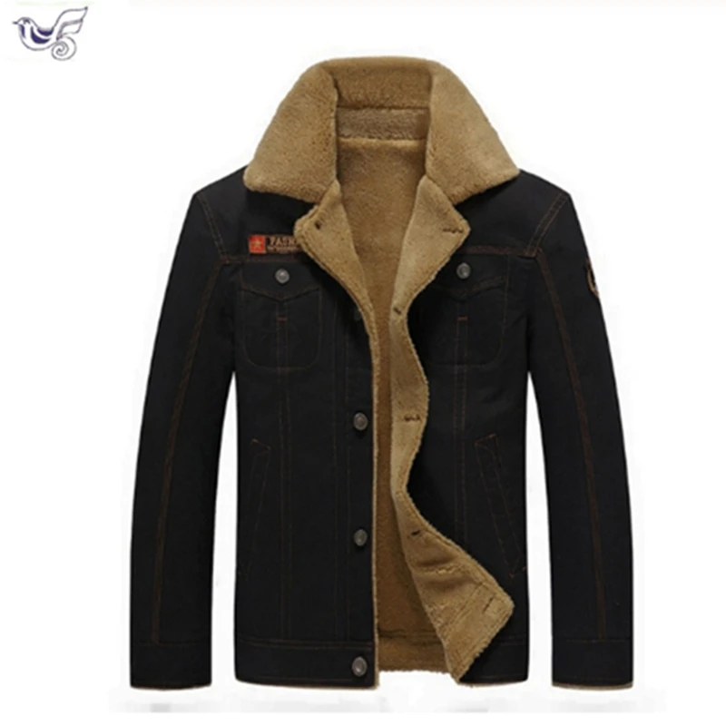 

Мужская джинсовая куртка XIYOUNIAO, теплая куртка-бомбер из денима в стиле милитари, Размеры M ~ 5XL, зима 2019