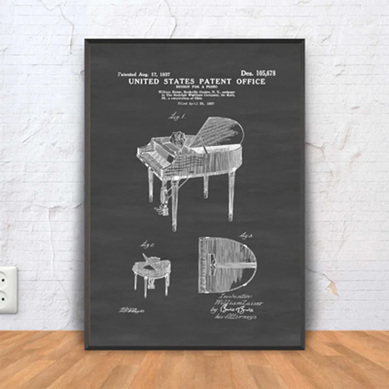 

Retro handmade picture frame piano organ music teacher school training decorative painting industrial style framed wall painting