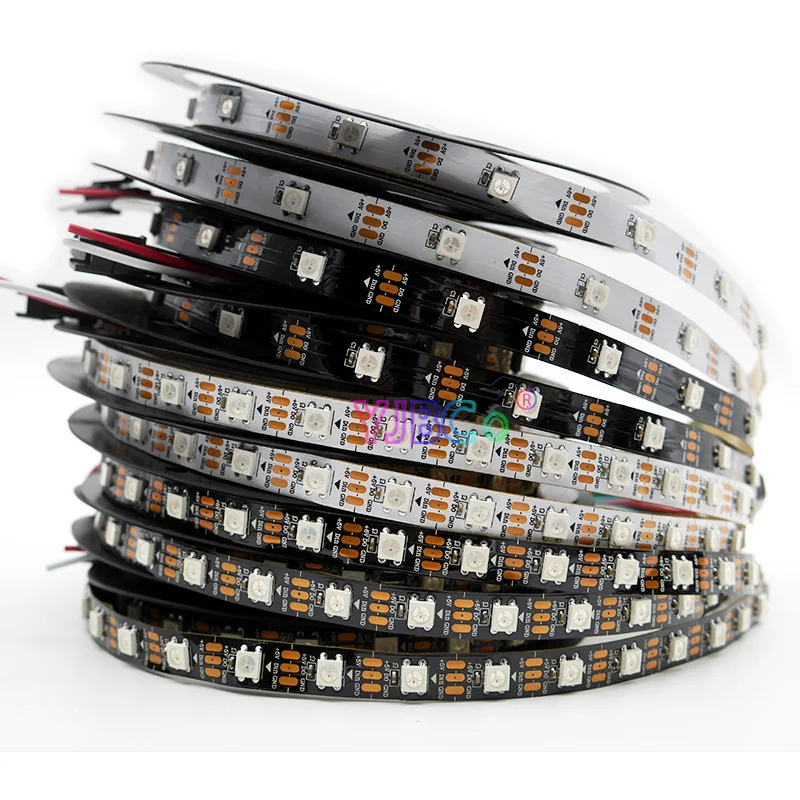 Умная Светодиодная лента WS2812B 1 м/5 м 30/60/144 пикселей/светодиодов/м WS2812 IC WS2812B/m