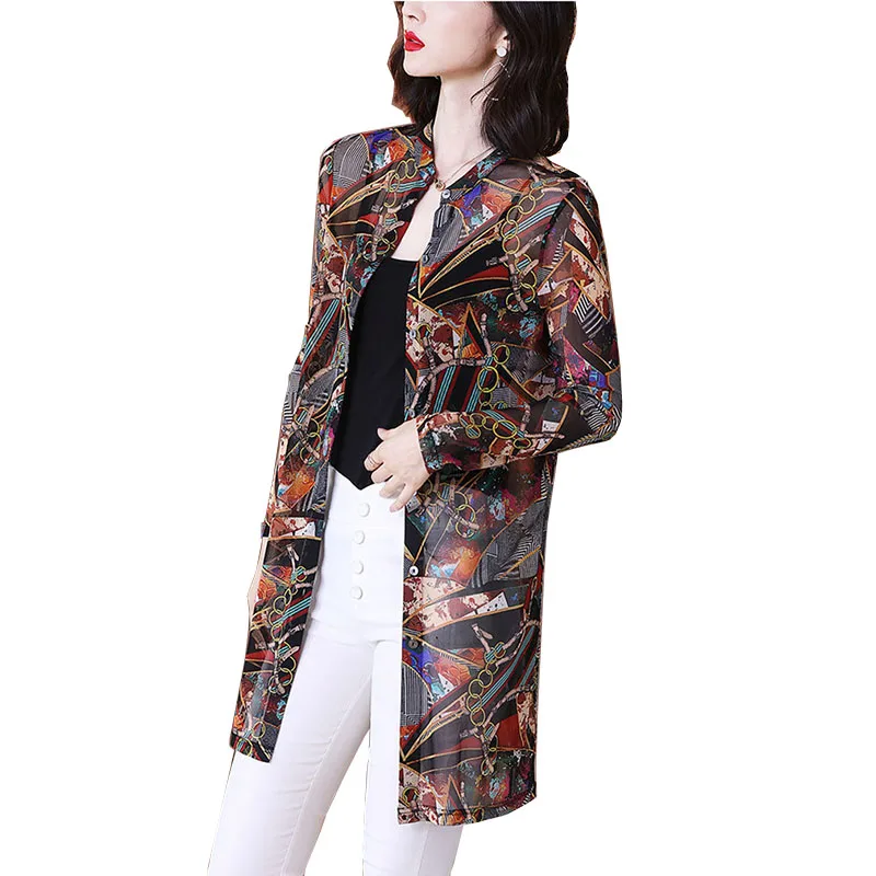 Женский кардиган с принтом легкий Кардиган длинным рукавом универсальная одежда