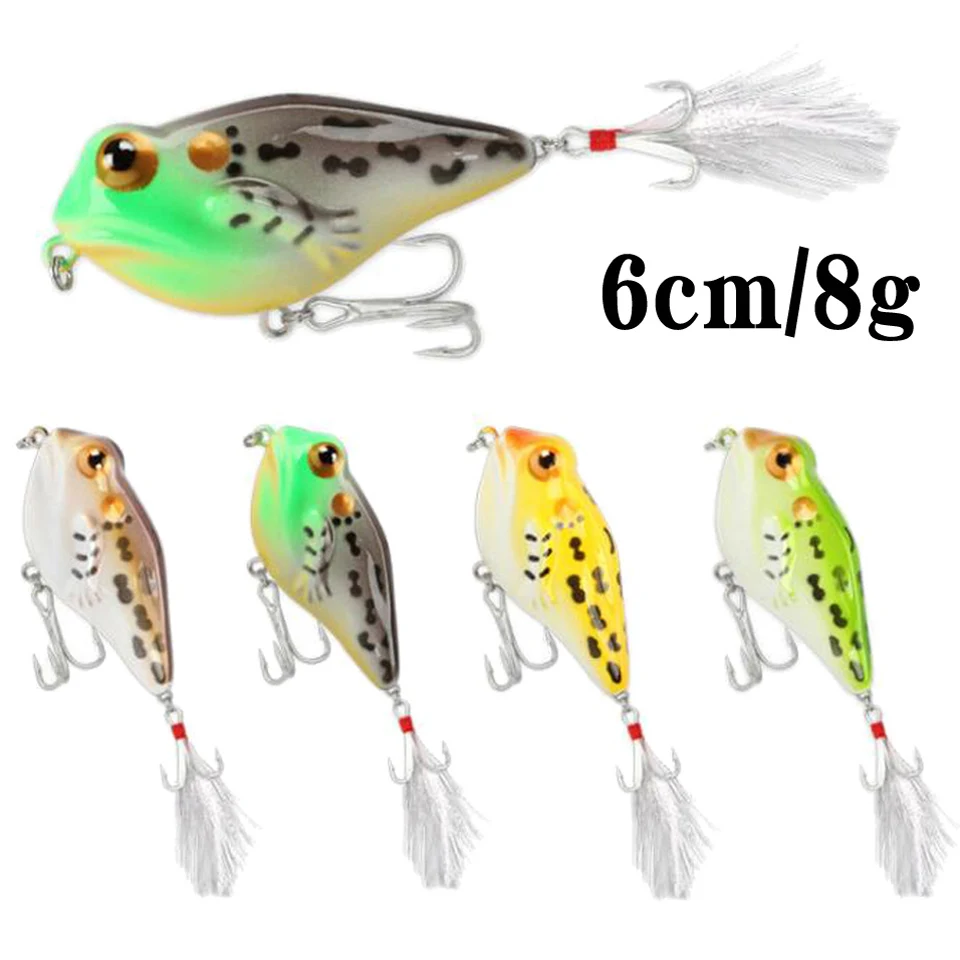 

Hot 1pcs Fishing Lures 6cm 8g Topwater Popper Bait 4 Color Hard Bait Artificial Wobblers Plastic Fishing Tackle With 6# Hooks