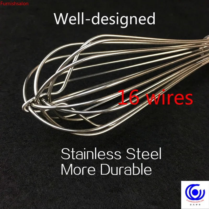 Batidor de huevos de acero inoxidable de mayor tama&ntilde;o, longitud de 10/12/14/16/18/20/22/24 pulgadas, herramienta de cocina manual para hornear, 16 cables-1