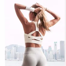 Sujetador deportivo de realce con tirantes blancos para mujer, ropa interior para gimnasio, correr, yoga, chaleco Atlético calado, novedad de 2022 (2)