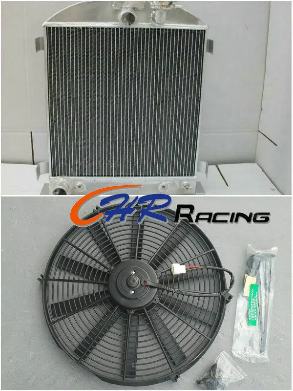 

For 3ROW 62MM Aluminum Radiator & Fan 1932 32 ForD CHOPPED ForD Engine AT/MT Manual