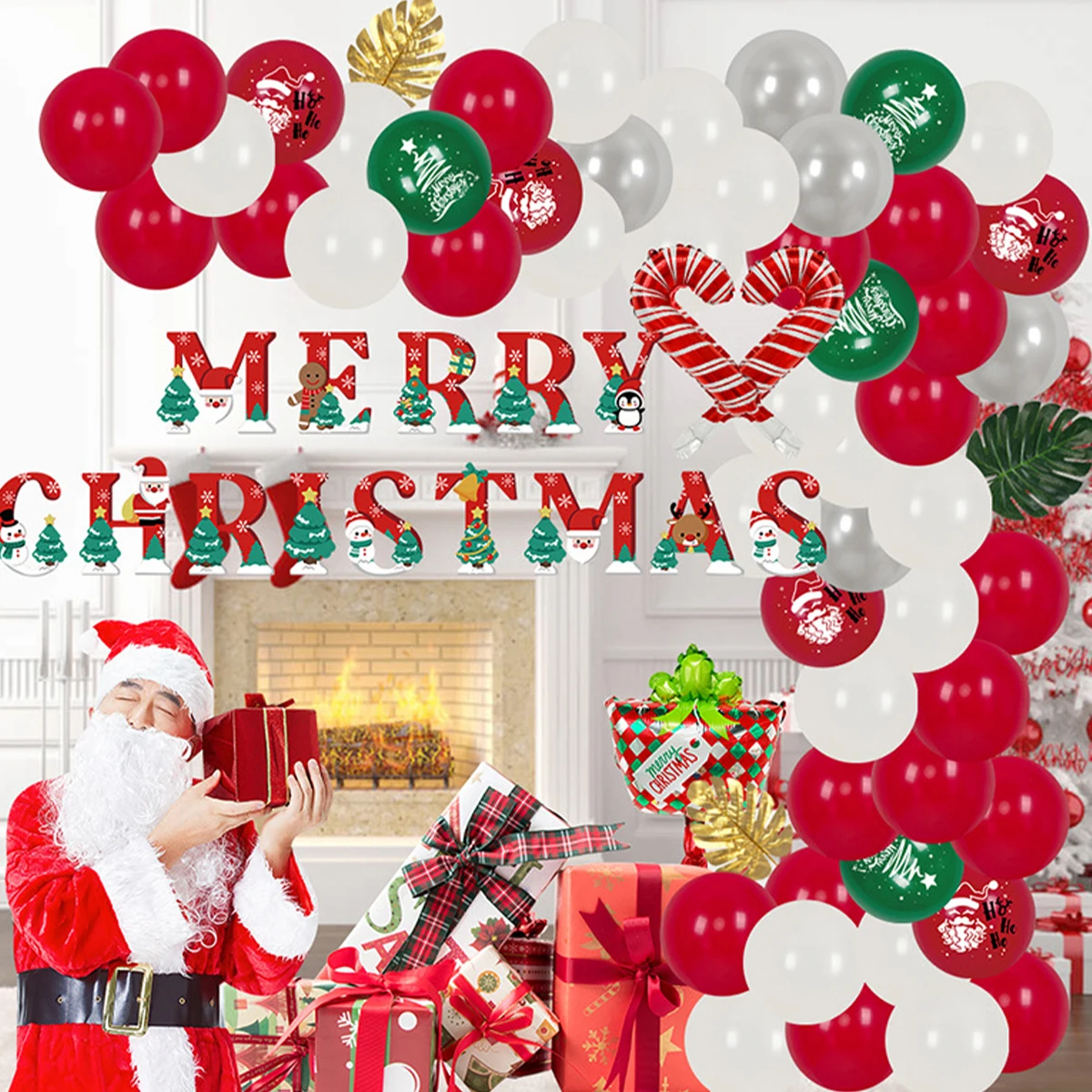 

Christmas Balloons Kit Snowman Santa Claus Balloon Set Green Red Latex Party Supplies Xmas Holiday Christmas Party Decoration