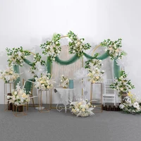 6pcs outdoor lawn flower door curtain iron arch wedding pergola with plinths backdrops diy rack for flowers balloons sash decor