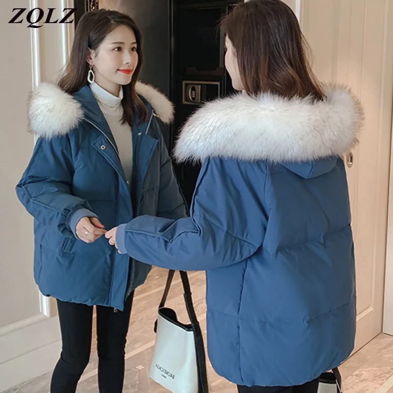ZQLZ Зимняя парка Женская 2020 новая свободная хлопковая куртка с капюшоном и