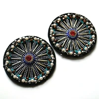 fashion round rhinestone beaded patches for clothes sew on sequin parch badge applique embroidered parches bordados para