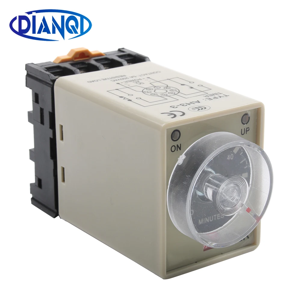 AC 36V 110V 220V 380V DC 24V Реле времени задержки 0~ 60 Seconds 0~ 60 Minutes AH3-3 с многоконтактной штепсельной вилкой