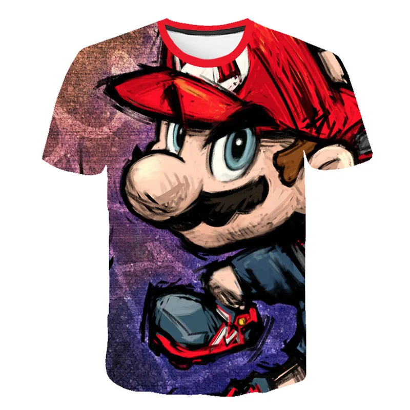 

2021 3D Printing Cartoon Funny Summer Anime Super Mario Men's Top Harajuku Casual Cool Hip Hop Street Wear Top