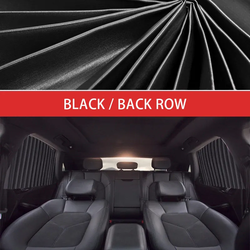 2pcs Rear Black Солнцезащитный козырек для окна автомобиля, защита от УФ-лучей, автомобильная занавеска бокового окна, летний солнцезащитный козырек, защита для окна автомобиля, аксессуары для автомобиля - Цвет: 2pcs Rear Black
