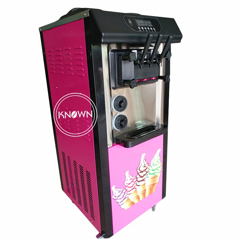 

Low price commercial automatic 25L soft ice cream serve sundae machine 3 flavors with wheels 304 stainless steel free shipping