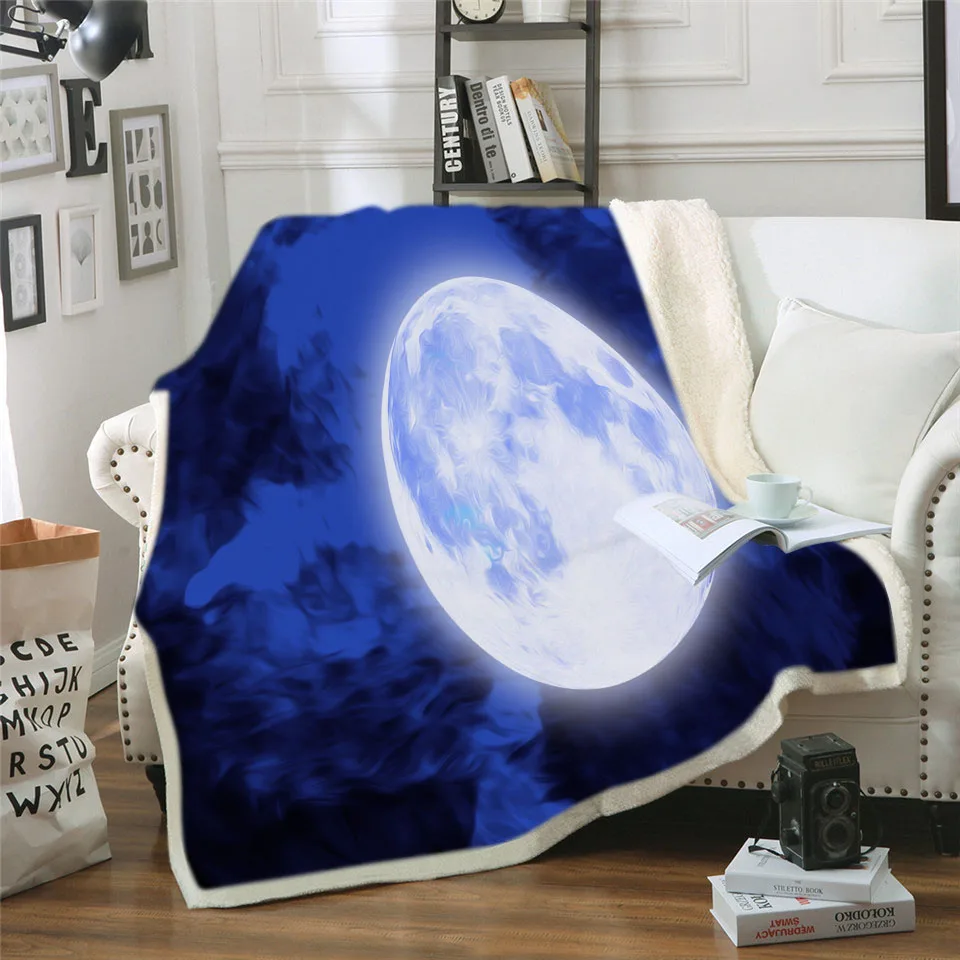 

Moon Blanket Bedspread Moon Bunnies Design Soft Coral Fleece Fabric Throw Blanket Sofa Bed Travel Blanket