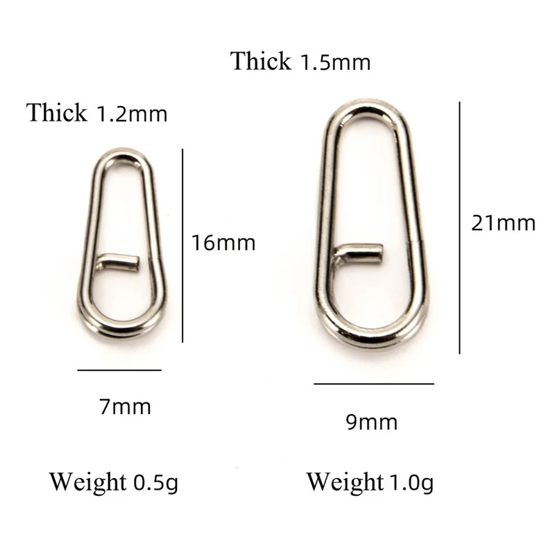 50pcs/100pcs Stainless Steel Fishing Line Terminal Tackle Accessory For Safety Snaps Clip Interlock Outdoor|Рыболовные снасти| |