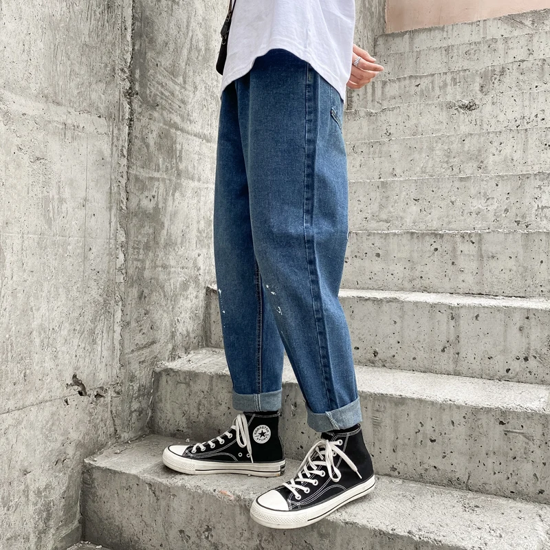 Мужские джинсовые штаны WWKK винтажные прямые шаровары с мешковатым ремнем в