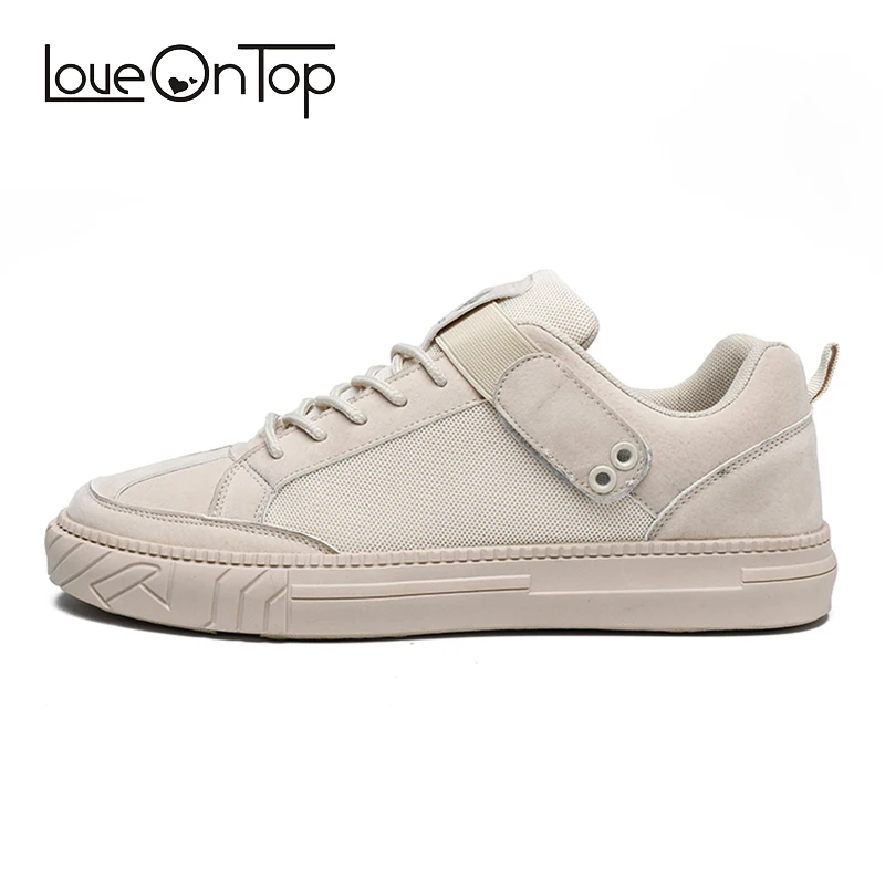 Loveontop/мужская повседневная обувь Мужские дышащие Сникеры из кожи и сетки уличный