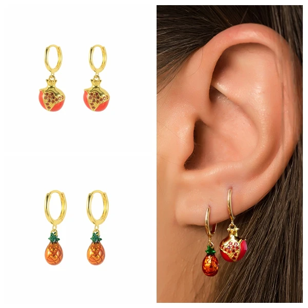 

Pendientes Plata Silver Piercing Earings Summer Fruit Mini Pineapple Drop Woman Jewelry 2021 Bijoux Femme Vintage Earrings