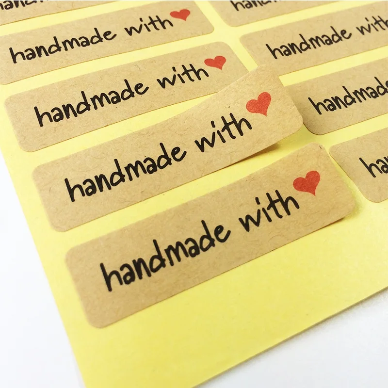 

Free Shipping 1000 Pcs/lot Hand Made With Red Heart packing package Label Cute Seal label Adhesive Stickers DIY Baking Gift