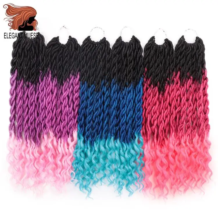 Элегантные Музы богемные вязанные косички Faux locs Curly вязанные волосы 18 дюймов 24 пряди Омбре косички для наращивания синтетические волосы