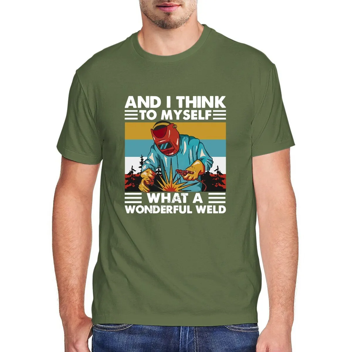 Мужская хлопковая футболка премиум-класса с принтом сварочный аппарат | одежда