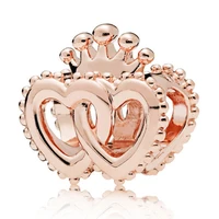 authentic 925 sterling silver beads new heart shaped noble rose gold beads fit original pandora bracelet for women diy jewelry