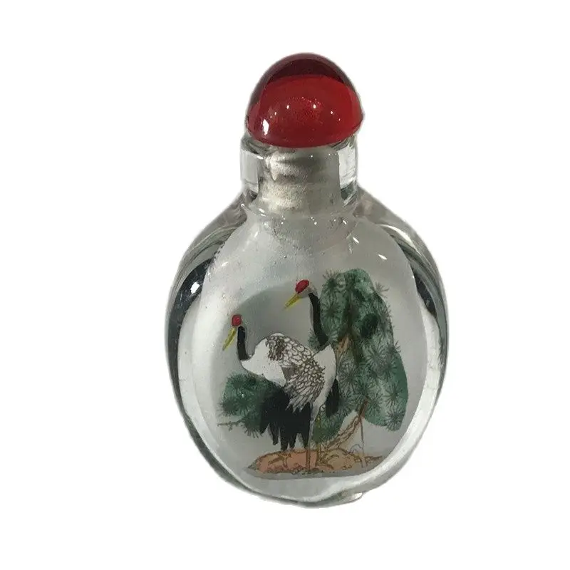 Китайская антикварная стеклянная табачная бутылка ручной работы|Статуи и