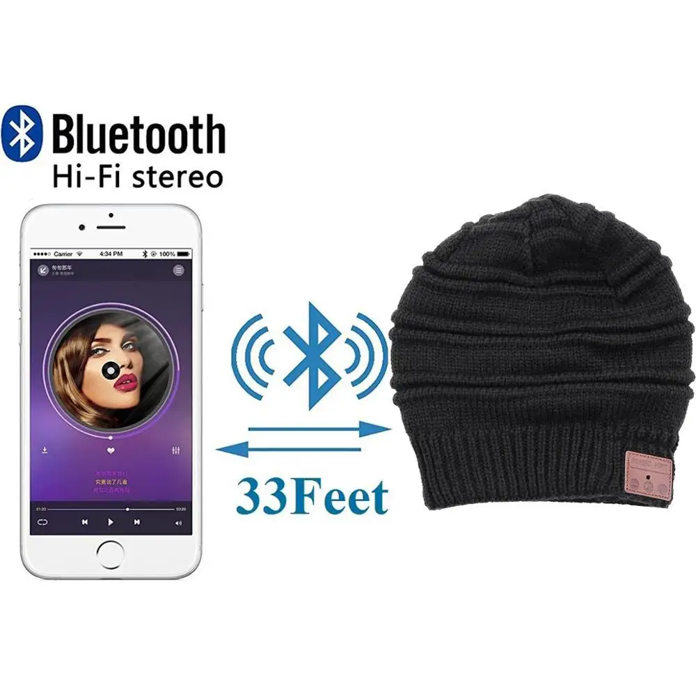 Bluetooth 5 0 шапка бини музыкальная Built in динамик уличные спортивные женские/мужские