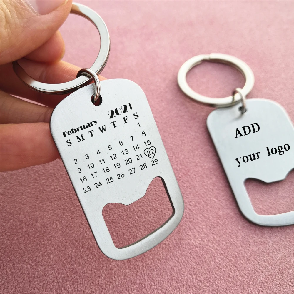 Personalized Bottle Opener Customized Calendar Name Date Beer Bottle Opene Keychain/Key Ring Party Wedding Favor Gifts Souvenirs