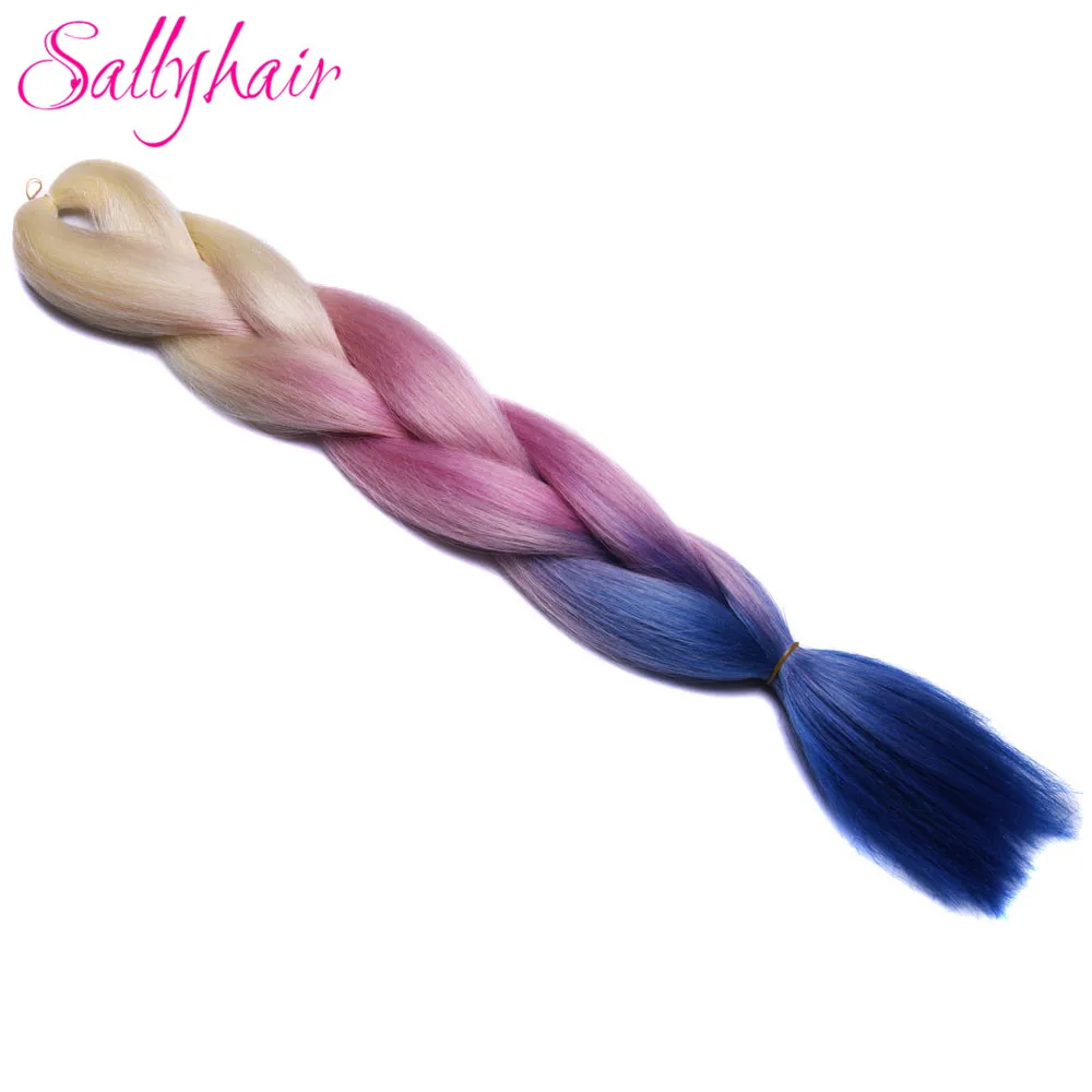 Sallyhair, 24 дюйма, Омбре, плетение волос, 2 тона, черный, винно-красный цвет, огромные косички, высокотемпературное волокно, синтетические волосы для наращивания - Цвет: #530
