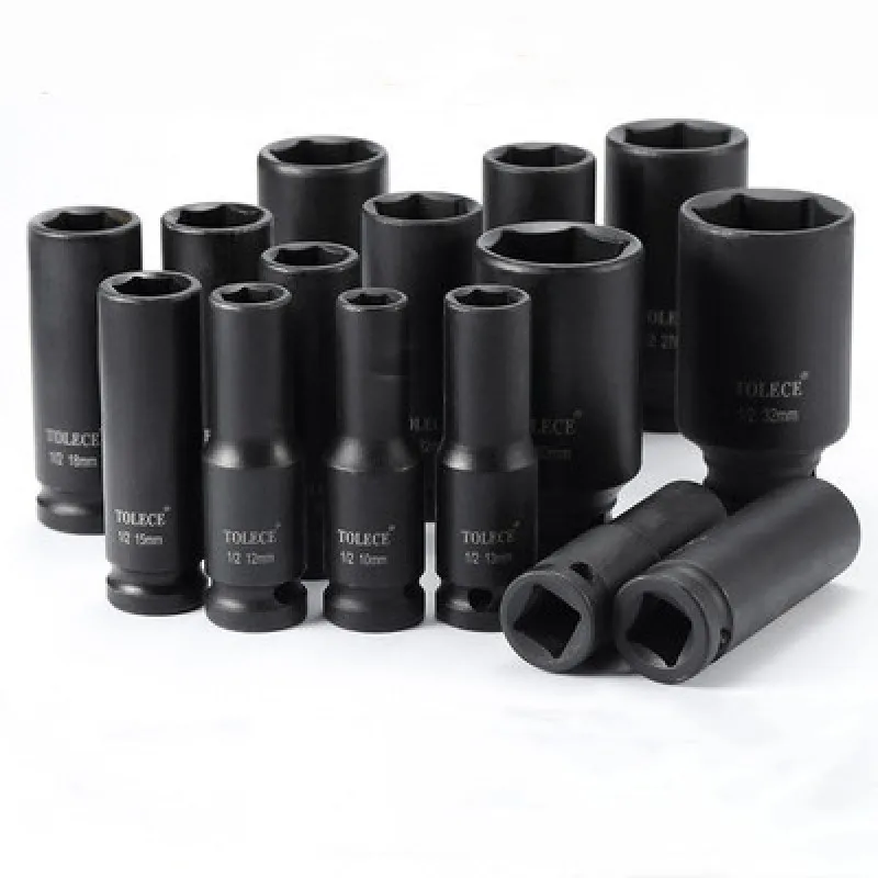 

1/2 Inch Impact Socket Set Heavy Long Tire Socket Head Hex Sleeve For Lithium Electric Wrench Hand Tools