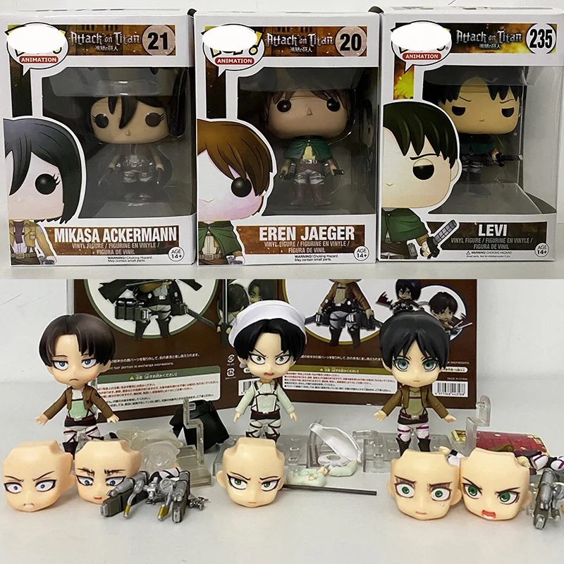 

Фигурка героя Nendoroid из атаки на титанов, Levi, кавайная фигурка #235, Микаса Акерман #21, Эрена йера, игрушка Armin Arlert Hanji Zoe Sasha