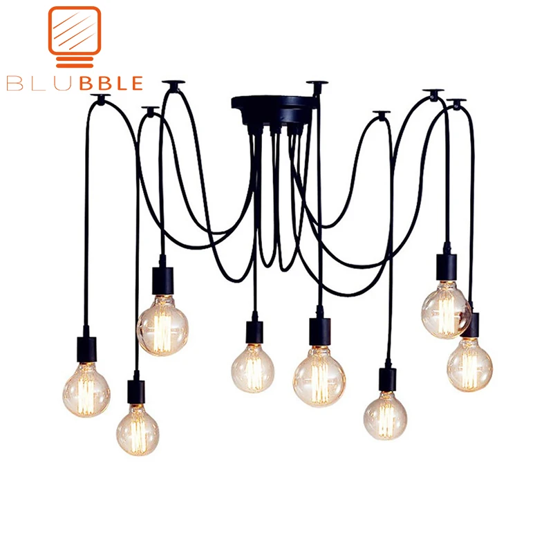 

LOFT Modern White/Black Lustre Chandeliers 6-10 Arms Retro Adjustable Edison Bulb Lamp E27 Art Spider Ceiling luminaire Fixture