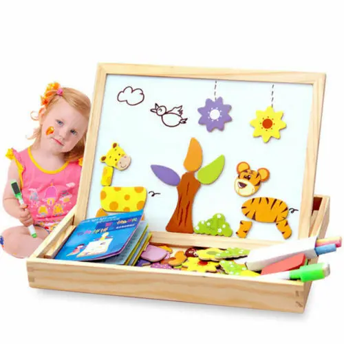 Деревянная доска для рисования с изображением животных мольберта малышей и