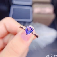 fine jewelry 925 sterling silver inset with natural gemstone womens popular vintage triangle tanzanite adjustable ring suppor