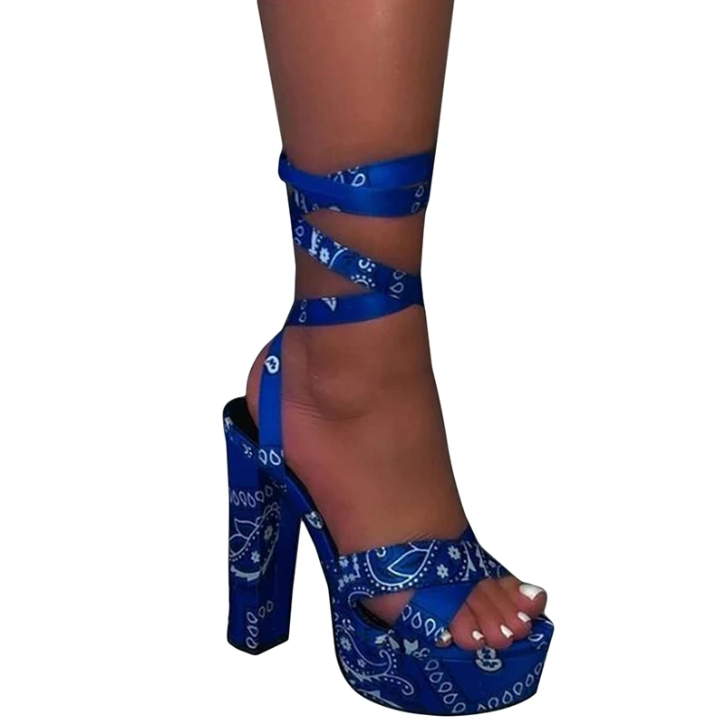 

Square Heel Sexy Roman Shoes Sandals Women Platform Ankle Strap Lace-Up Sandals Party Shoes Femme Sapatos Das Mulheres