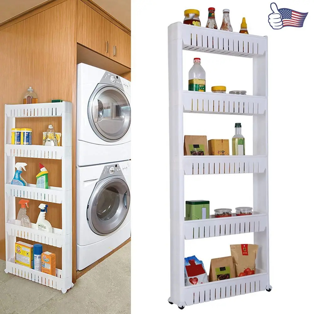 

5 Layer Kitchen Bathroom Living Room Storage Rack Sundries Storage Holder Organizer Removable Storage Cabinet with Wheels
