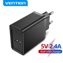 Vention-cargador USB de pared para teléfono móvil, adaptador rápido de 5V y 2.4A para iPhone X, 8, 7, iPad, 12W, UE, Reino Unido, Samsung, Xiaomi, EE. UU.