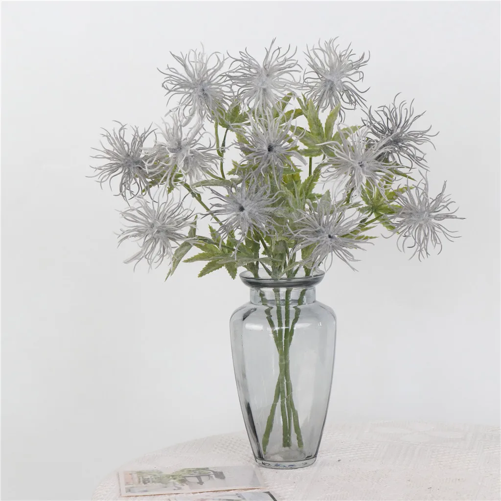 Искусственные флокированные Leucospermum цветы ветка для дома Свадебные Декоративные