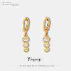 Серьги-подвески Yhpup с золотым покрытием 14 к, минималистичные блестящие ювелирные изделия с фианитом сережки Oorbellen для женщин, вечерние ювелирные изделия