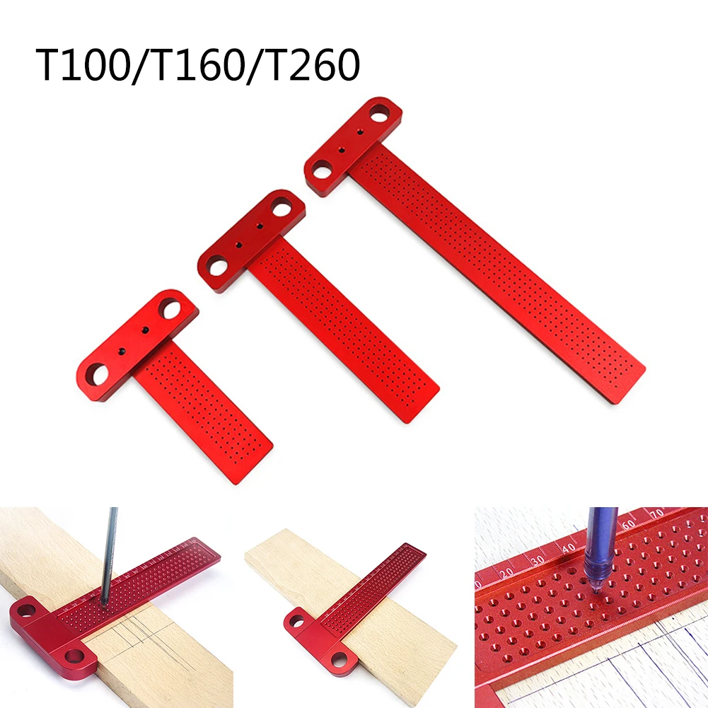 

Woodworking Ruler Scribe T-type Hole Scribing Aluminum Crossed Durable