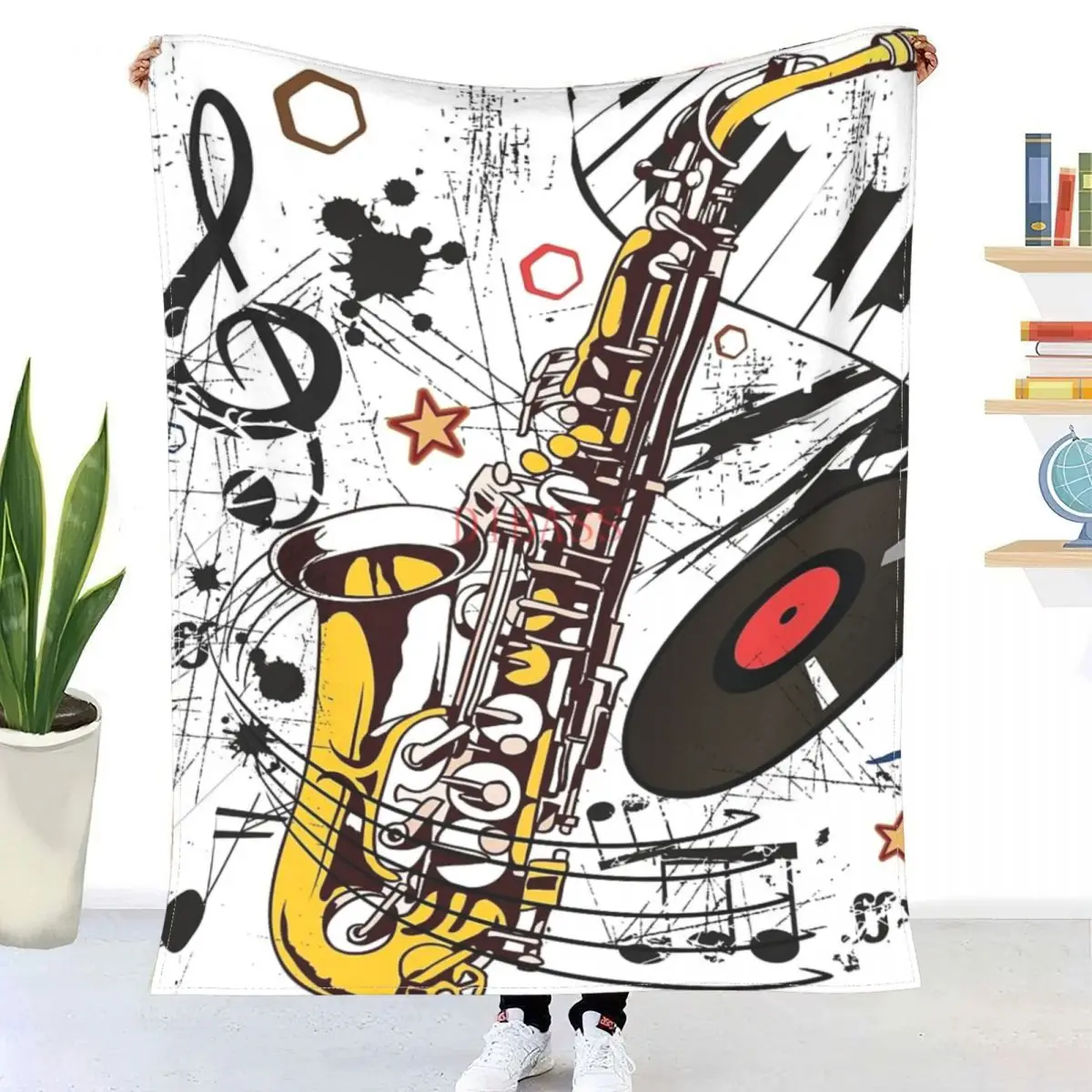 

Фланелевое покрывало Sax Tunes с 3D принтом, очень теплое покрывало, покрывало для постельных принадлежностей, постельное белье для путешествий
