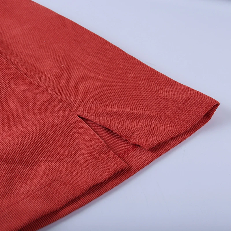 

Corduroy Skirt Women Summer Sexy Slit Slim High Waist Mini Skirts Female Vintage Solid Color A-Line Short Skirt Jupe Femme 2021