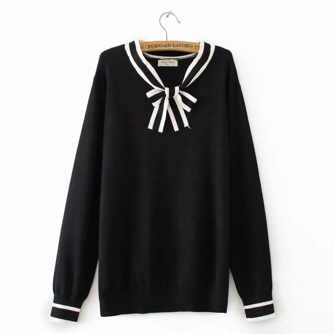 Essential Sweaters Women Autumn Plus Size Casual Fashion Slim Long Sleeve bowknot Knitting Pullovers E2-9506 | Женская одежда