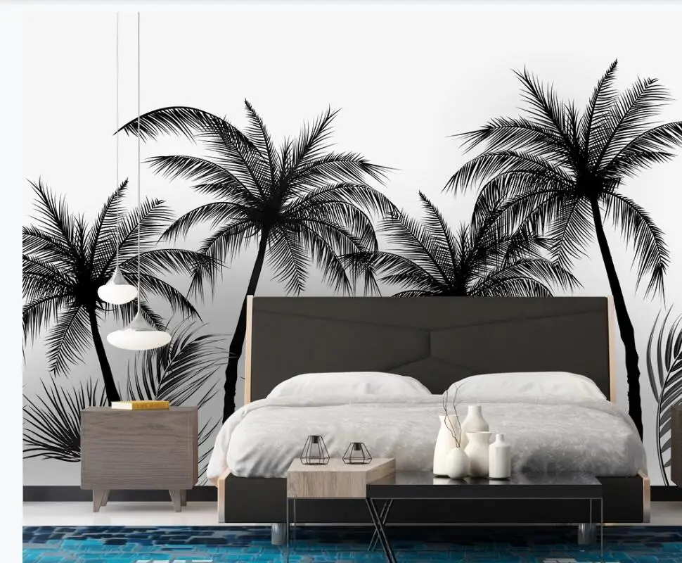 

AINYOOUSEM Modern black palm tree HD background wall papel de parede wallpaper 3d wallpaper